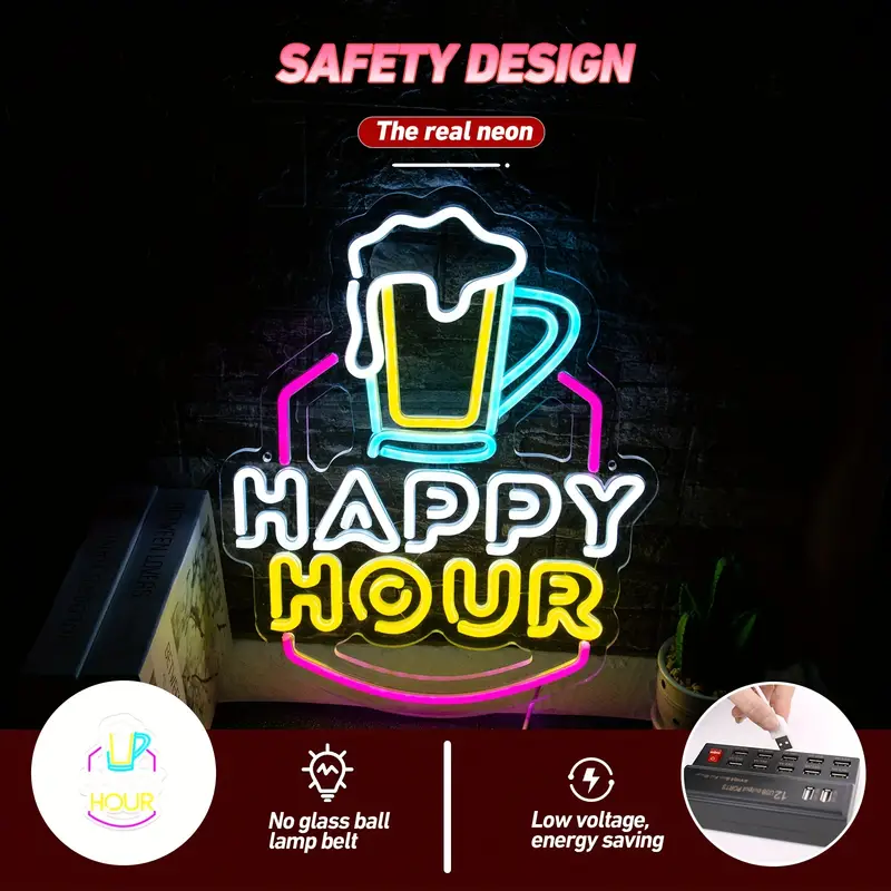 Happy Hour LED Neon Sign