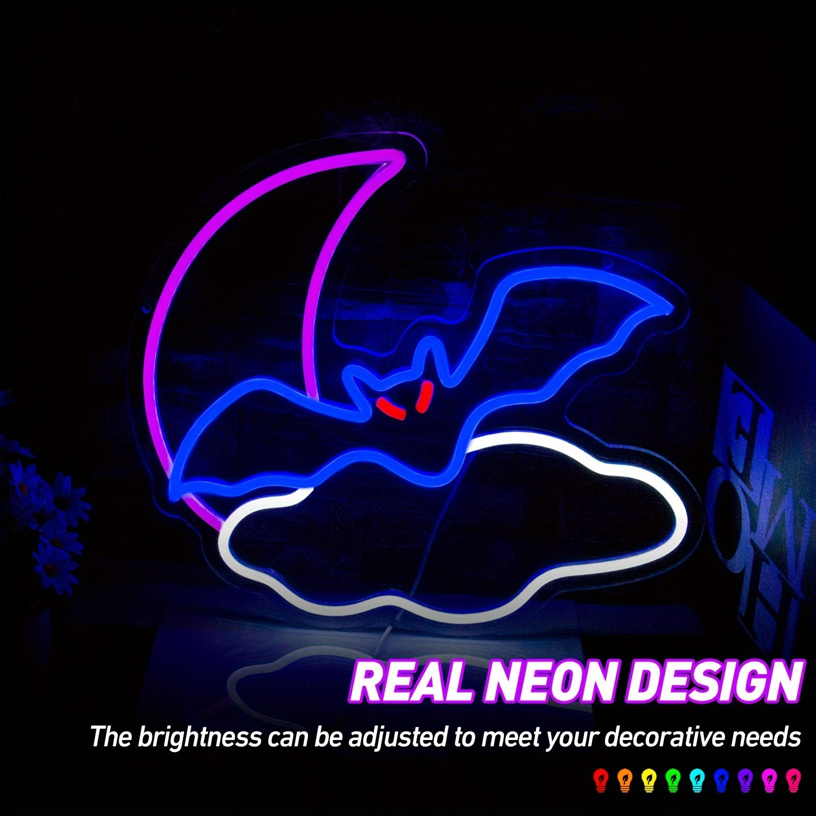 Bat Cloud Moon LED Neon Sign