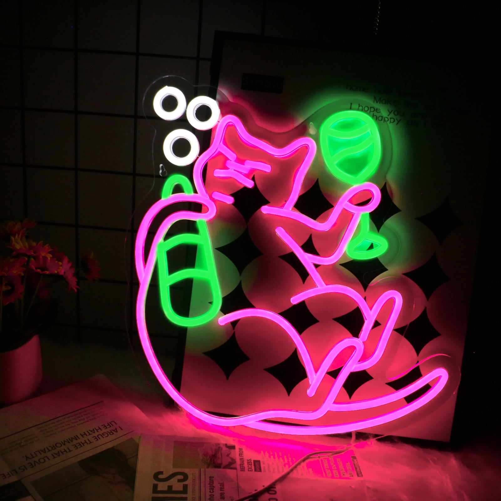 Cat Wine LED Neon Sign