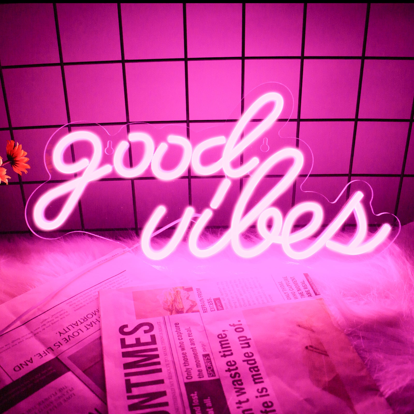 Pink Good Vibes LED Neon Sign