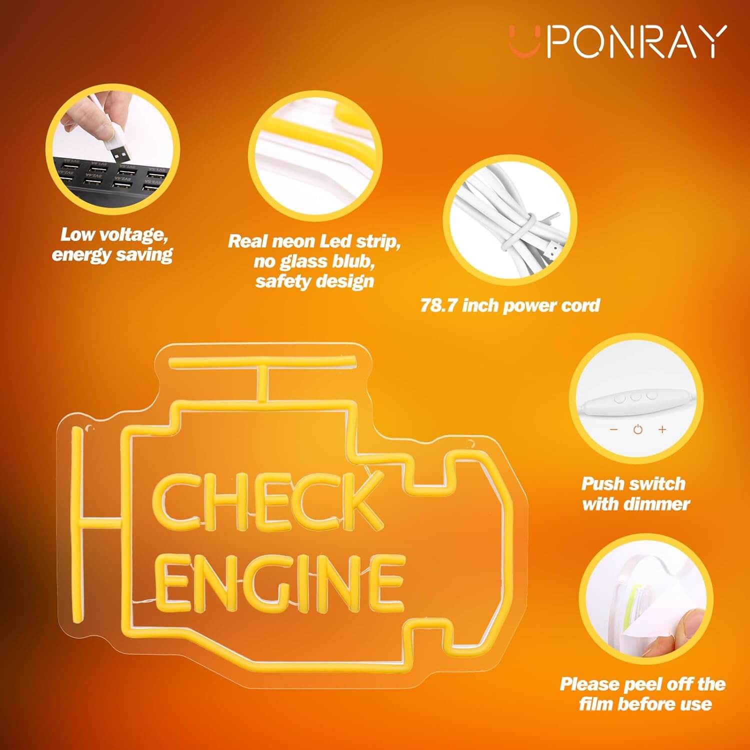 Uponray Check Engine Neon Signs