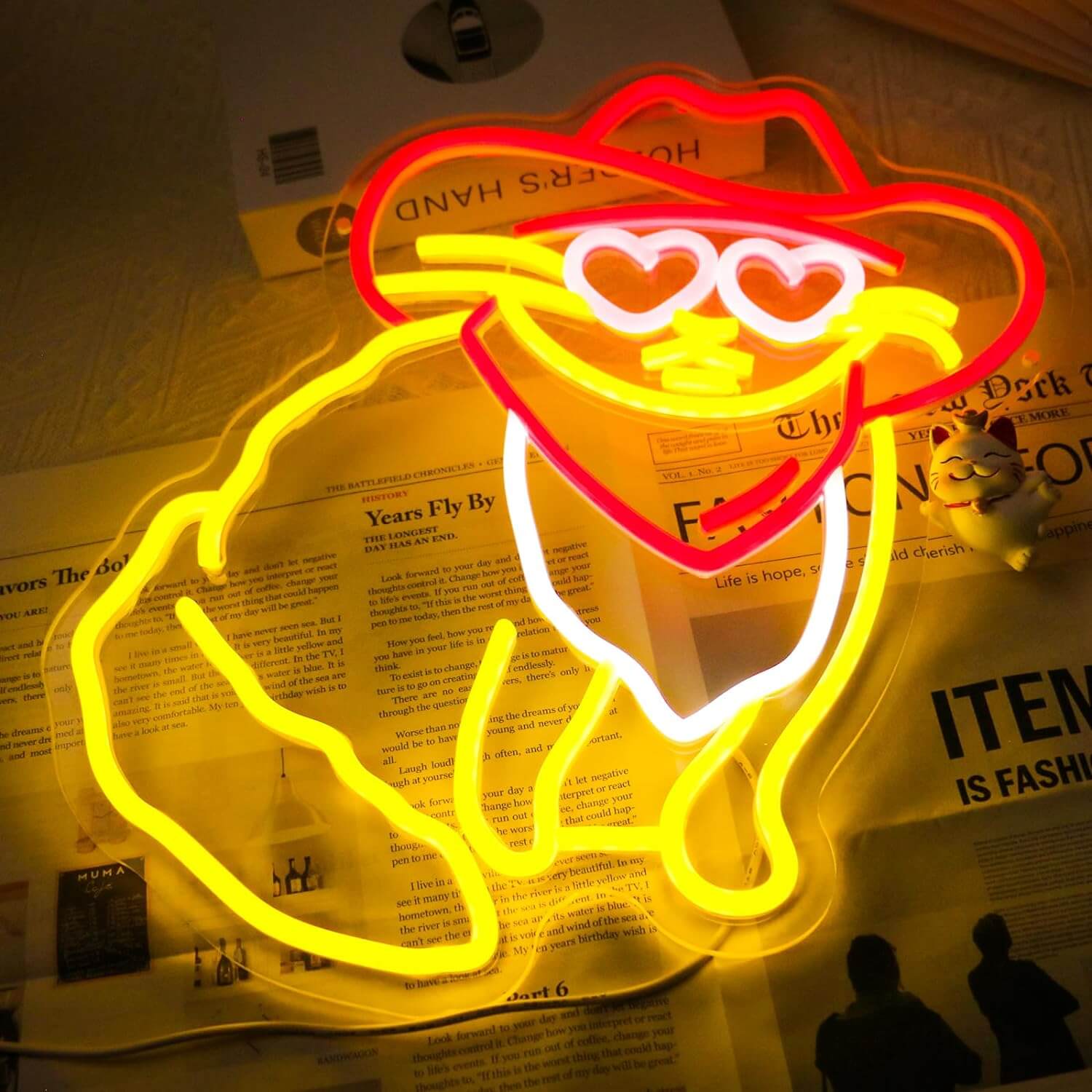 Uponray Cowboy Cat Neon Sign