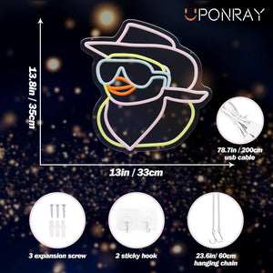 Uponray Cowboy Duck Neon Sign