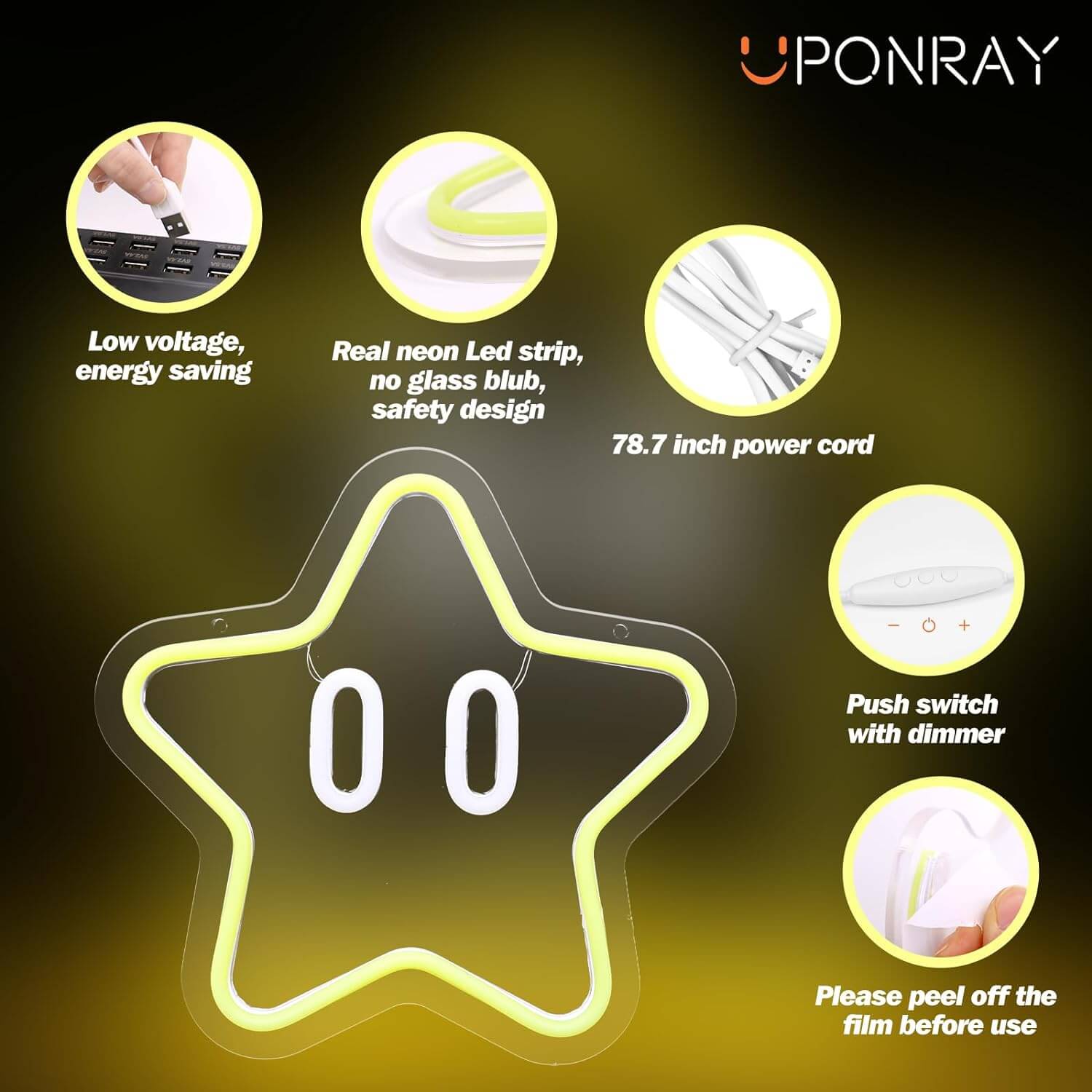 Uponray Star Neon Sign